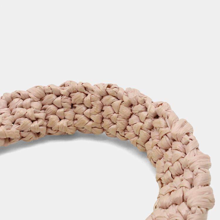 Pre Owned Prada Raffia Small Crochet Handbag Tote Bag In Viscose And Pink