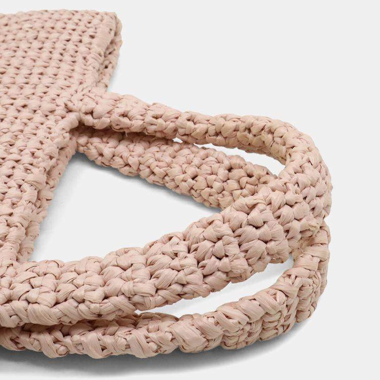 Pre Owned Prada Raffia Small Crochet Handbag Tote Bag In Viscose And Pink