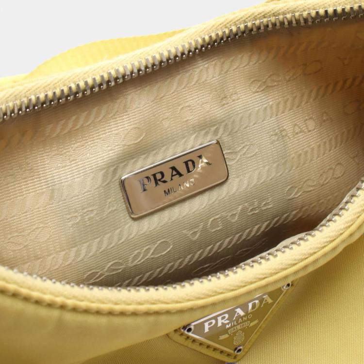 Pre Owned Prada Re-Edition 2005 Nylon Shoulder Bag Yellow