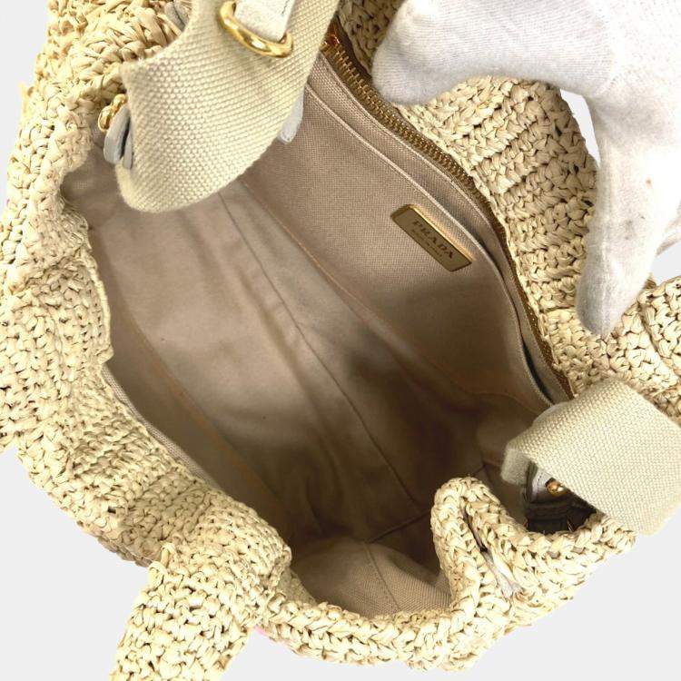 Pre Owned Prada Triangle Logo Triangle Logo Plate 2Way Bag Shoulder Bag Crossbody Hand Bag Beige Pink