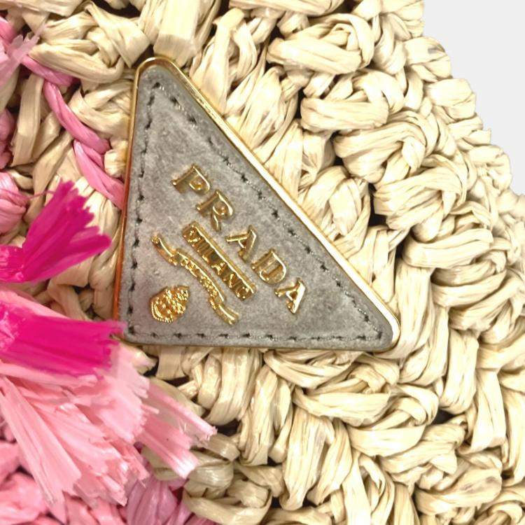 Pre Owned Prada Triangle Logo Triangle Logo Plate 2Way Bag Shoulder Bag Crossbody Hand Bag Beige Pink