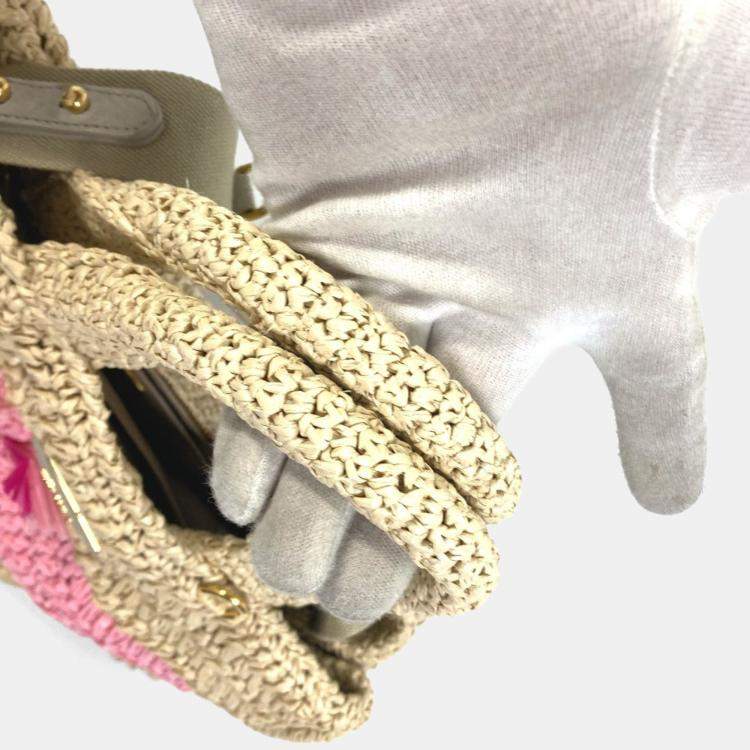 Pre Owned Prada Triangle Logo Triangle Logo Plate 2Way Bag Shoulder Bag Crossbody Hand Bag Beige Pink