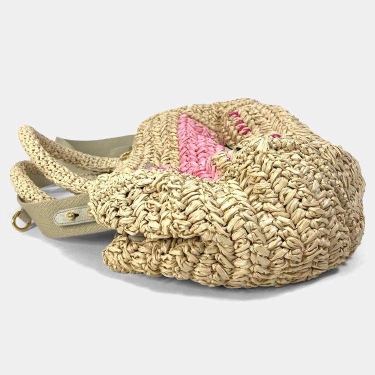 Pre Owned Prada Triangle Logo Triangle Logo Plate 2Way Bag Shoulder Bag Crossbody Hand Bag Beige Pink