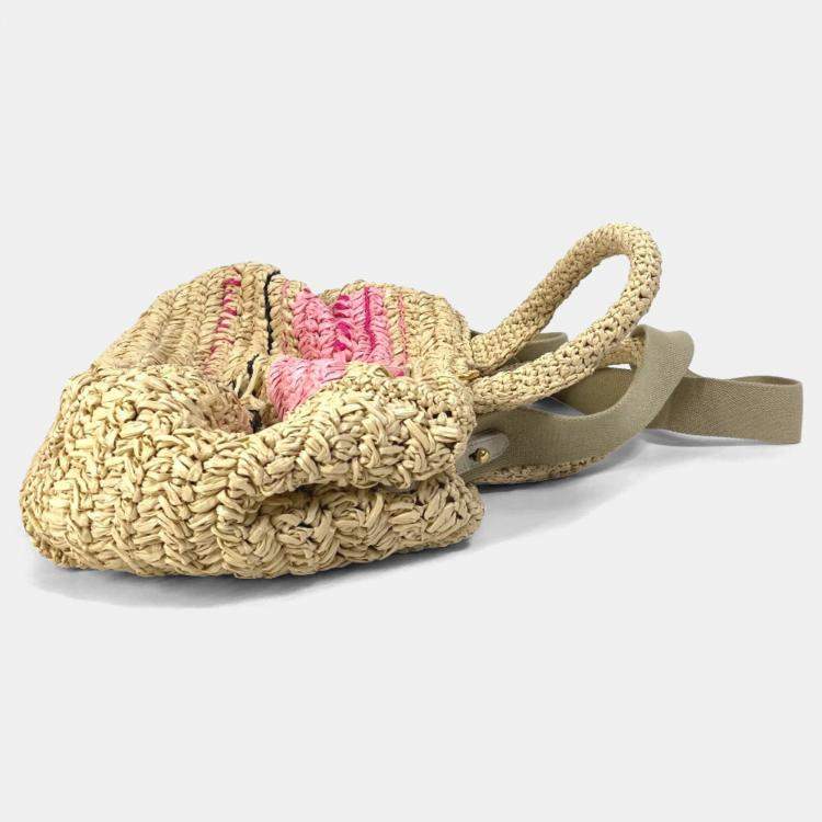 Pre Owned Prada Triangle Logo Triangle Logo Plate 2Way Bag Shoulder Bag Crossbody Hand Bag Beige Pink