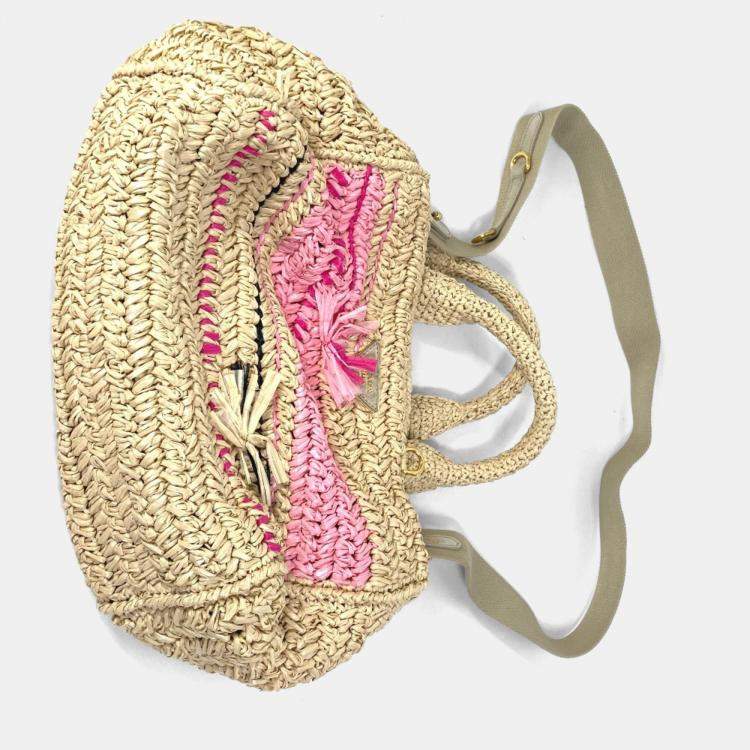 Pre Owned Prada Triangle Logo Triangle Logo Plate 2Way Bag Shoulder Bag Crossbody Hand Bag Beige Pink