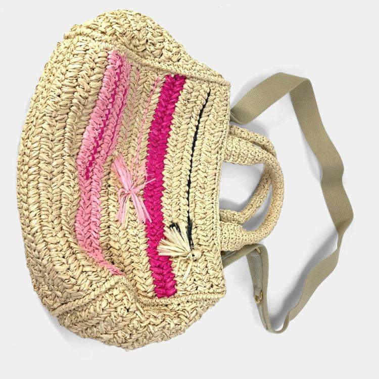 Pre Owned Prada Triangle Logo Triangle Logo Plate 2Way Bag Shoulder Bag Crossbody Hand Bag Beige Pink