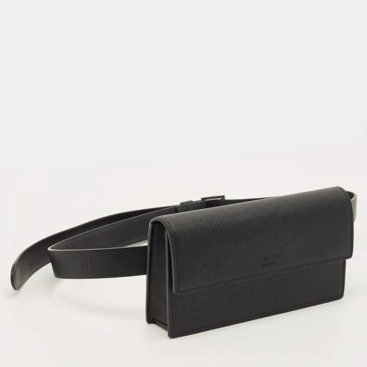 Pre Owned حقيبة خصر برادا جلد  سافيانو أسود