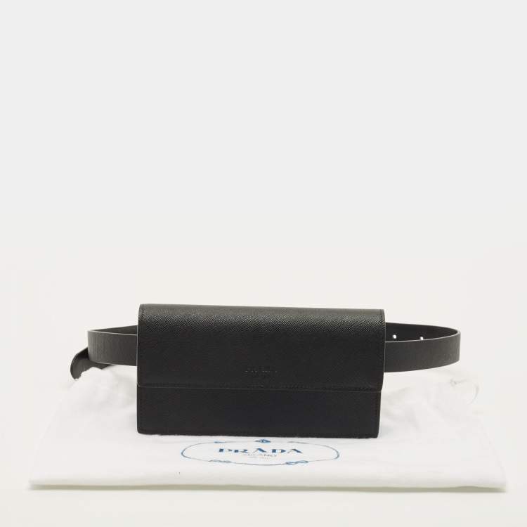 Pre Owned حقيبة خصر برادا جلد سافيانو أسود