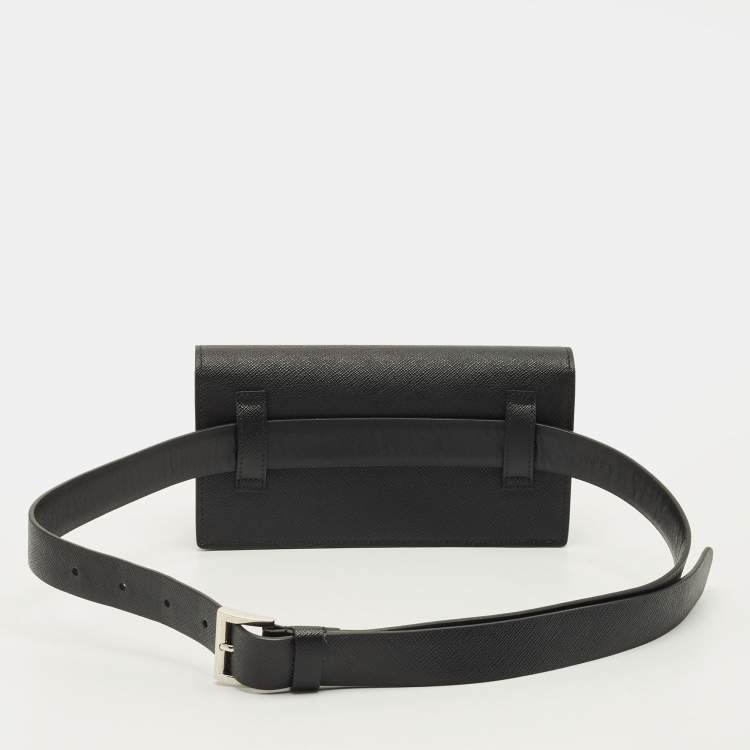 Pre Owned حقيبة خصر برادا جلد سافيانو أسود