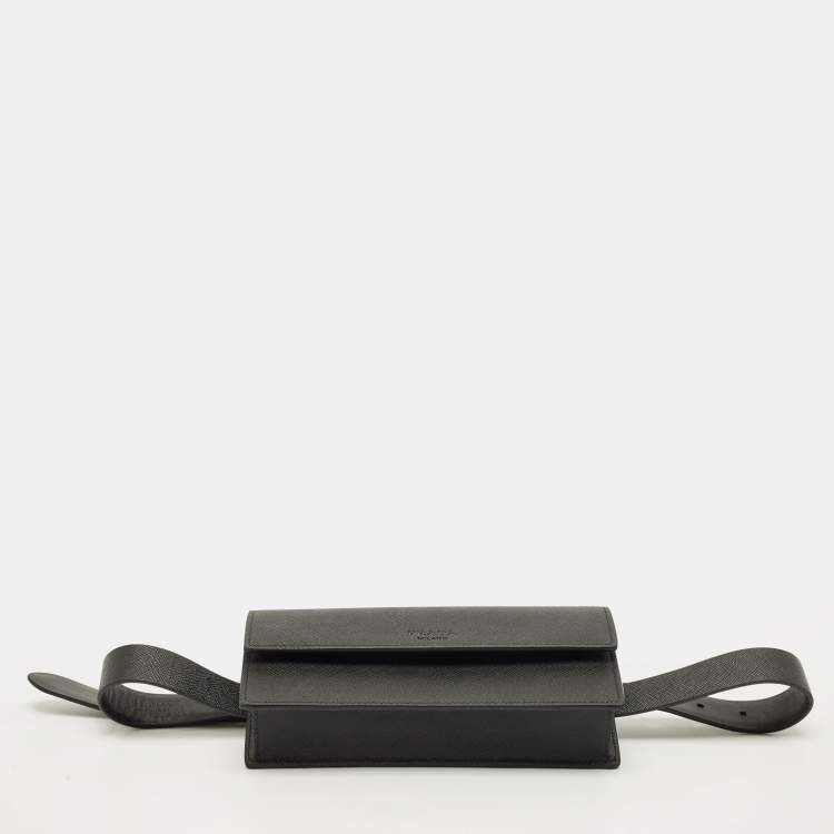 Pre Owned حقيبة خصر برادا جلد سافيانو أسود