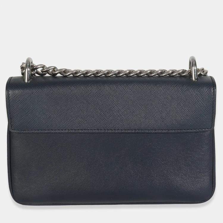 Pre Owned Prada Bluette Saffiano Chain Shoulder Bag