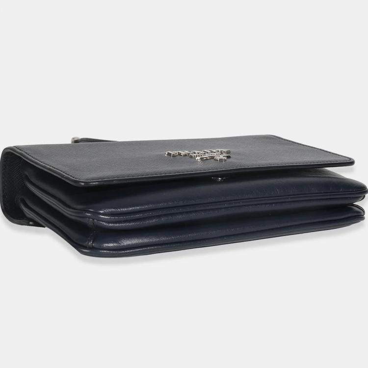 Pre Owned Prada Bluette Saffiano Chain Shoulder Bag