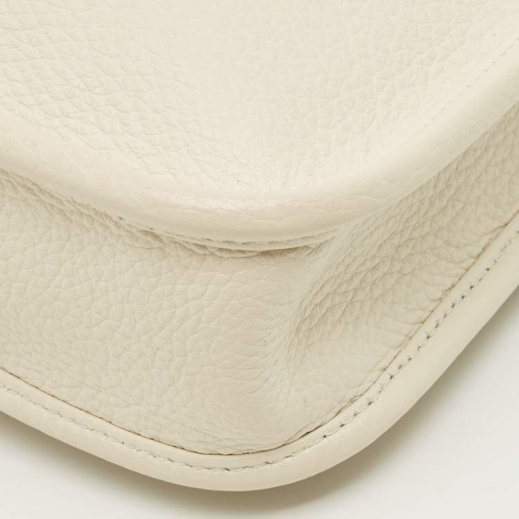 مملوكة مسبقًا Prada Triangle Logo Mini White Leather Shoulder Bag
