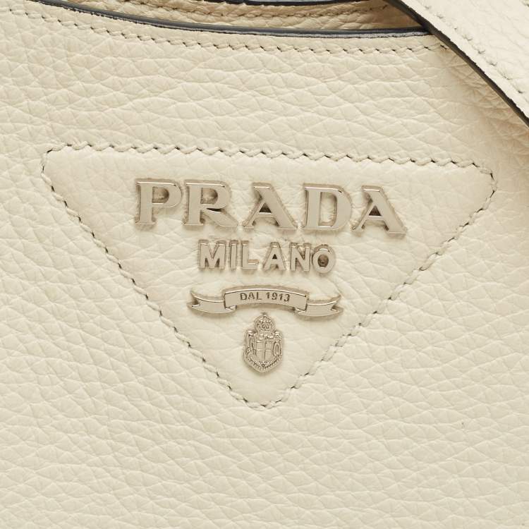 مملوكة مسبقًا Prada Triangle Logo Mini White Leather Shoulder Bag