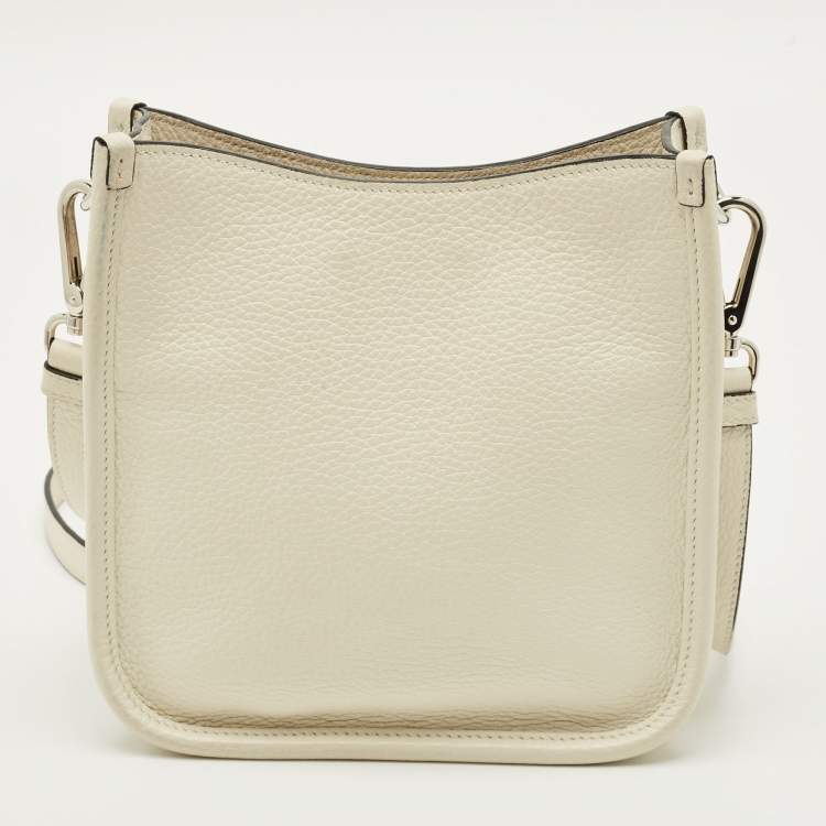 مملوكة مسبقًا Prada Triangle Logo Mini White Leather Shoulder Bag