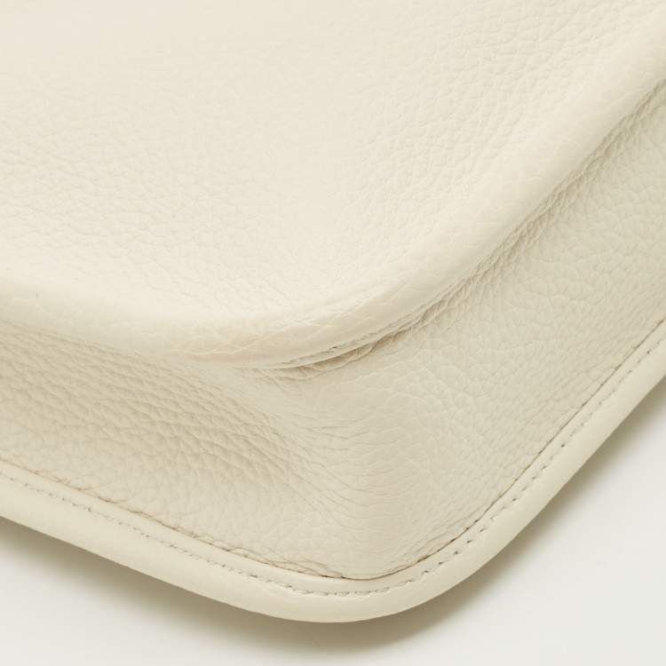 مملوكة مسبقًا Prada Triangle Logo Mini White Leather Shoulder Bag