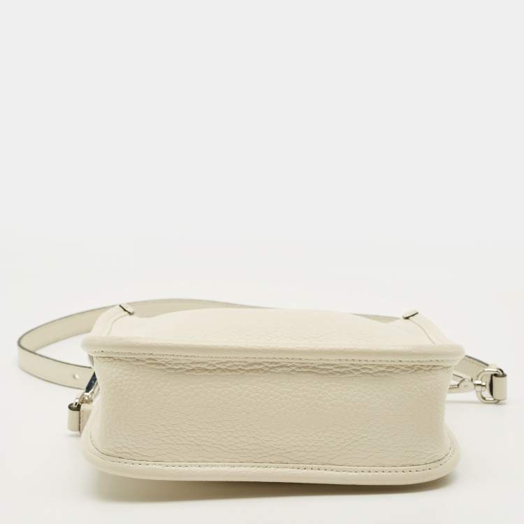 مملوكة مسبقًا Prada Triangle Logo Mini White Leather Shoulder Bag