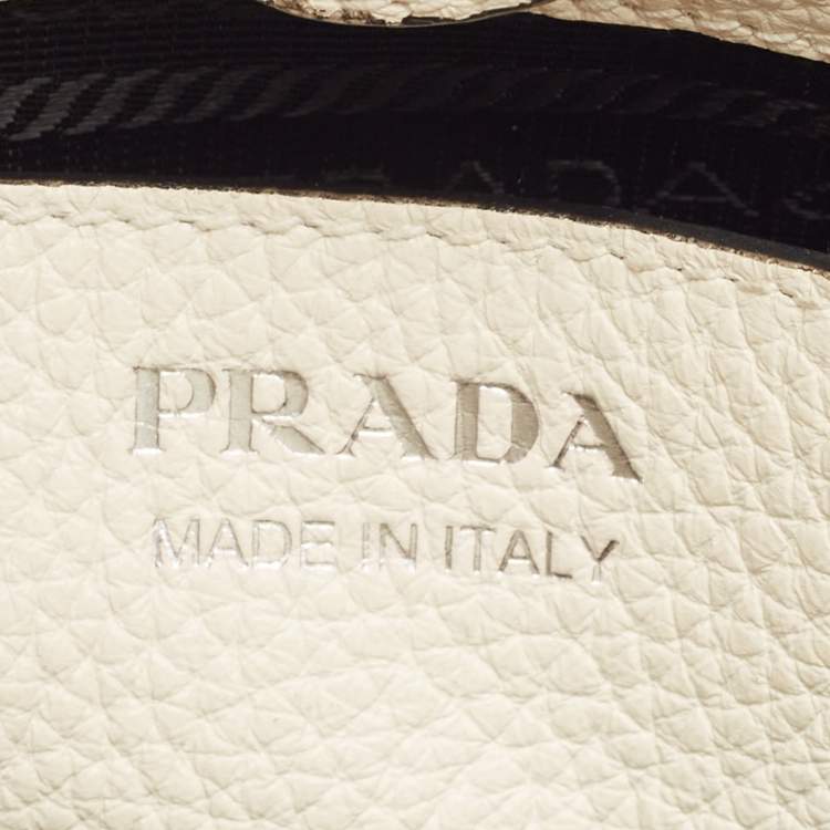 مملوكة مسبقًا Prada Triangle Logo Mini White Leather Shoulder Bag