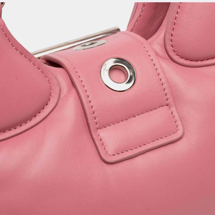 Pre Owned Prada Pink Nappa Soft Padded Re Edition 2002 Moon Satchel