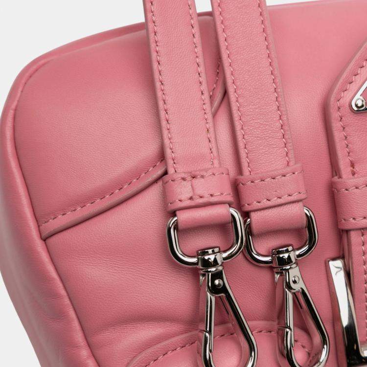 Pre Owned Prada Pink Nappa Soft Padded Re Edition 2002 Moon Satchel