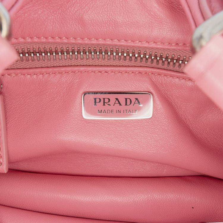 Pre Owned Prada Pink Nappa Soft Padded Re Edition 2002 Moon Satchel