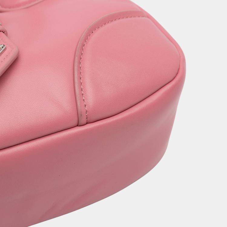 Pre Owned Prada Pink Nappa Soft Padded Re Edition 2002 Moon Satchel