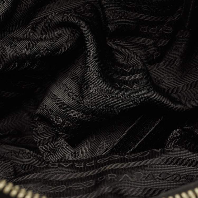 Pre Owned Prada Triple Compartment Black Nylon and Crocodile Tote