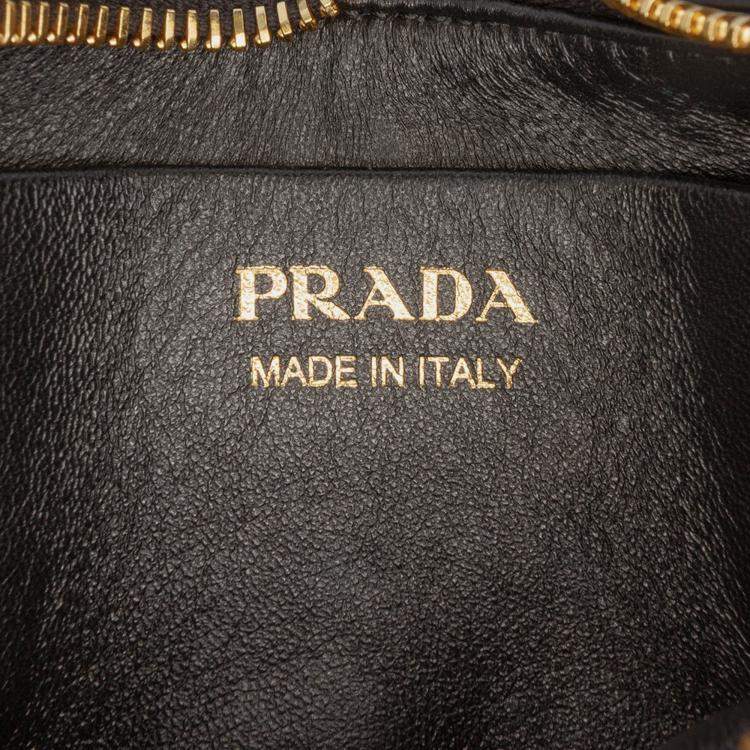 Pre Owned Prada Black Small Re Nylon and Leather Arque Satchel