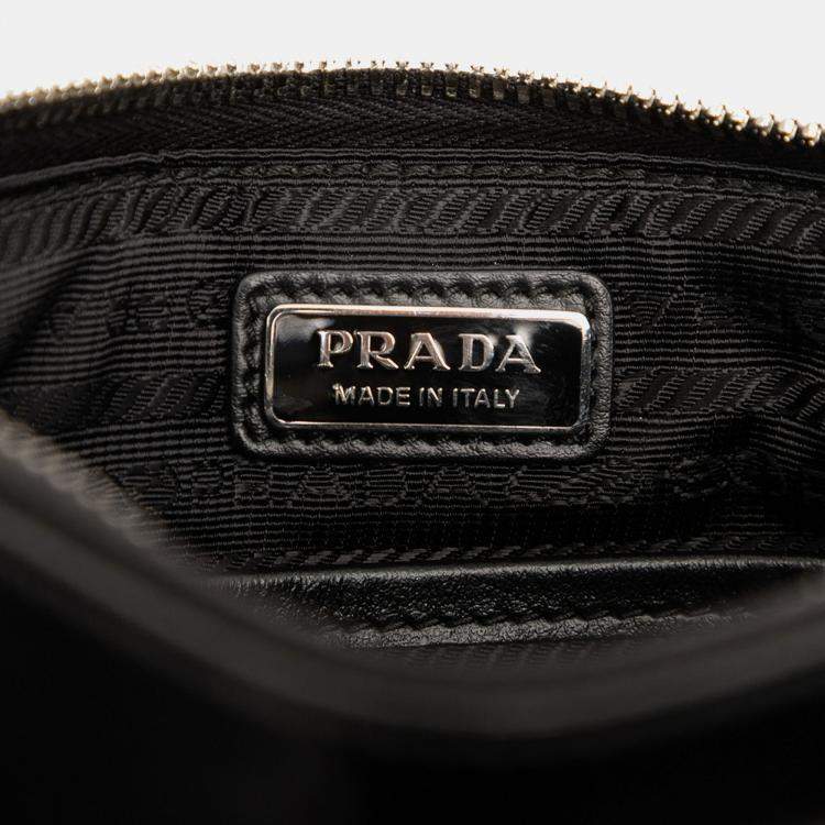 Pre Owned Prada Black Spazzolato Zip Top Crossbody