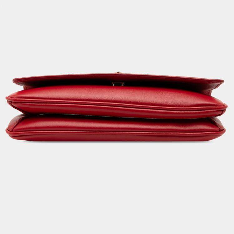 Pre Owned Prada Red Saffiano and City Calf Chain Crossbody