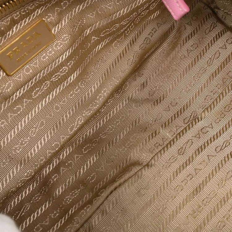 Pre Owned Prada Pink Yellow Perforated Handbag