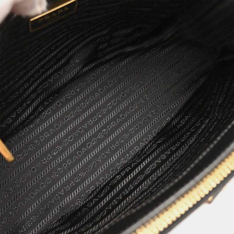 Pre Owned Prada Black Leather Galleria 2way Tote Handbag