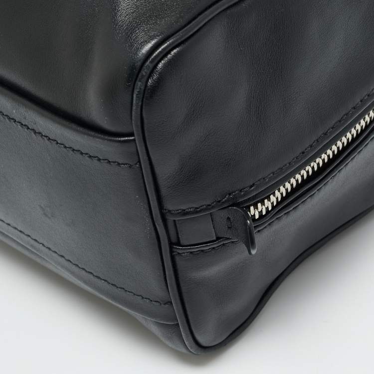 Pre Owned Prada Inside Bag Small Black Leather Satchel