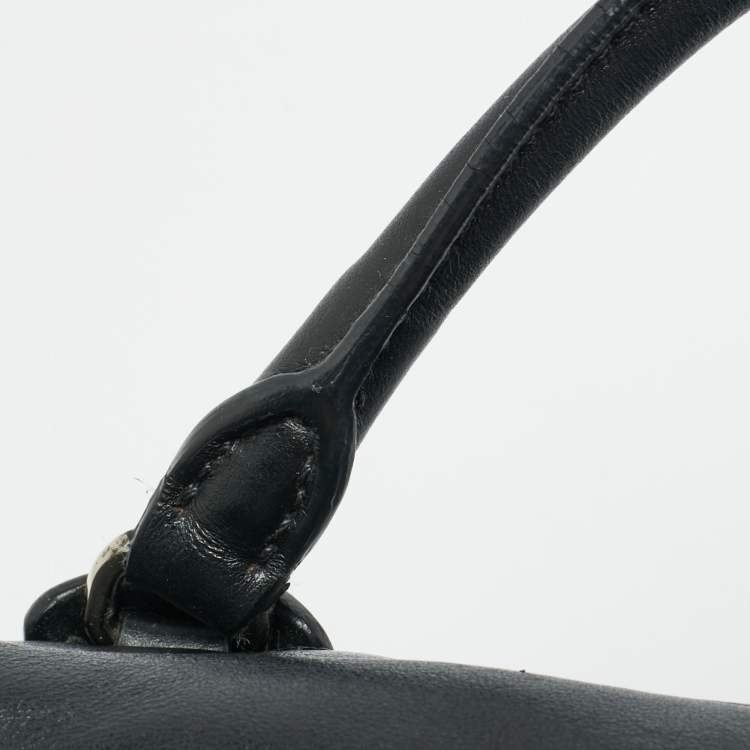 Pre Owned Prada Inside Bag Small Black Leather Satchel