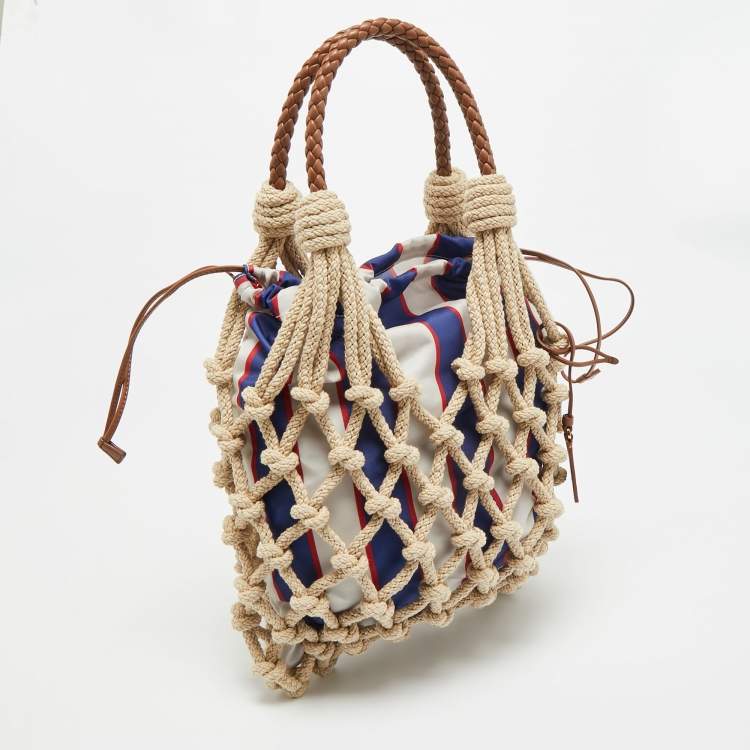 Pre Owned Prada Noué Medium Beige/Brown Cord Fabric Bag