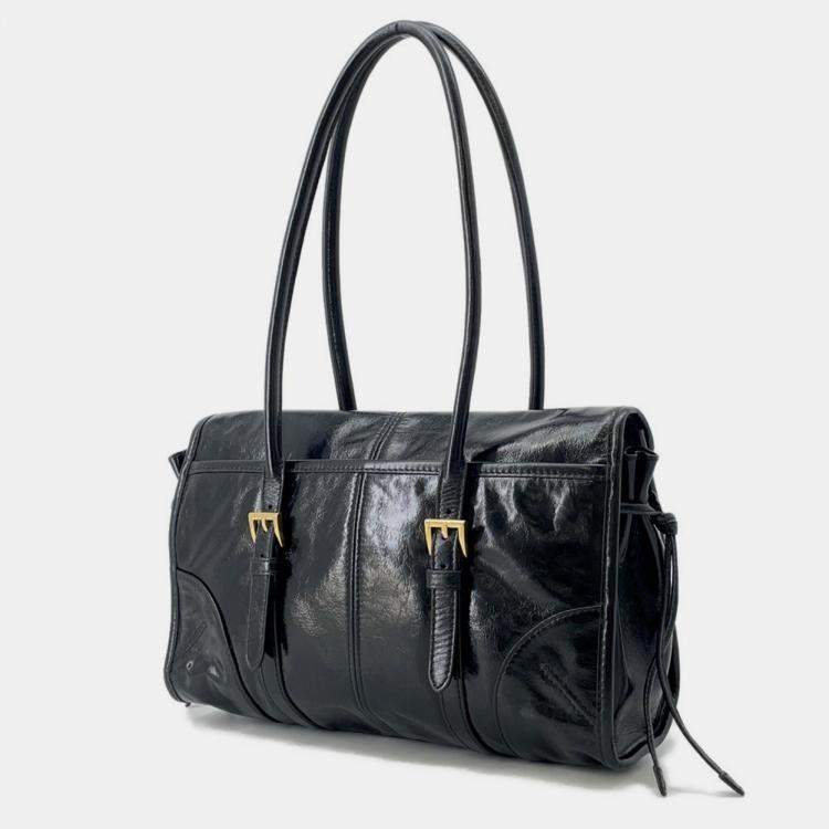Pre Owned Prada Medium Leather Shoulder Bag Black