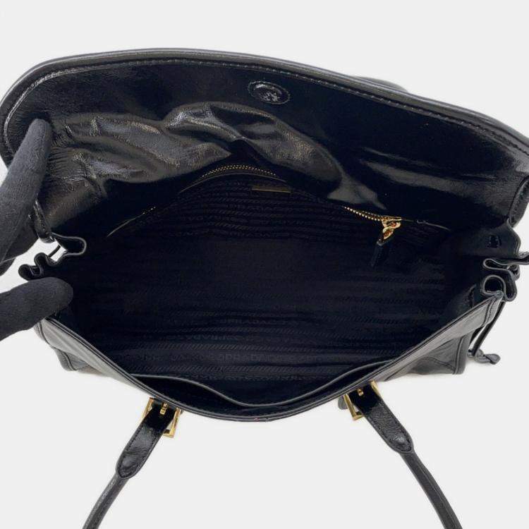 Pre Owned Prada Medium Leather Shoulder Bag Black