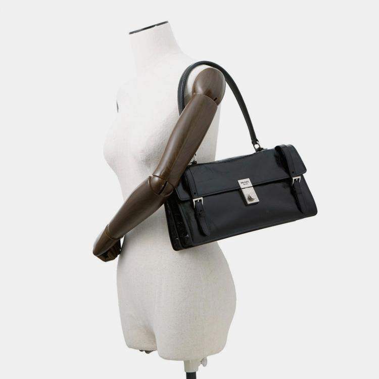 Pre Owned Prada Medium Leather Handbag 1Bn026 Prada 2-Way Shoulder Bag In Black