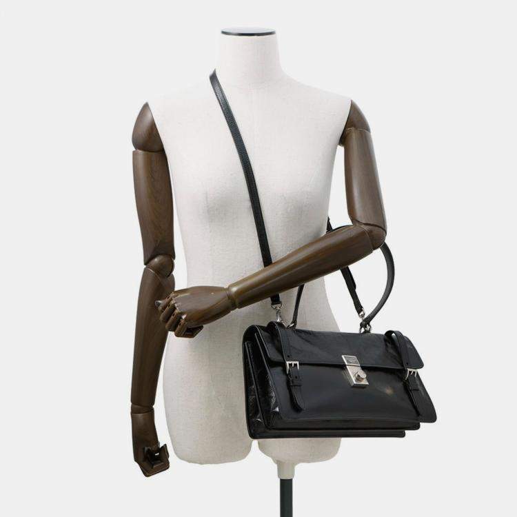 Pre Owned Prada Medium Leather Handbag 1Bn026 Prada 2-Way Shoulder Bag In Black