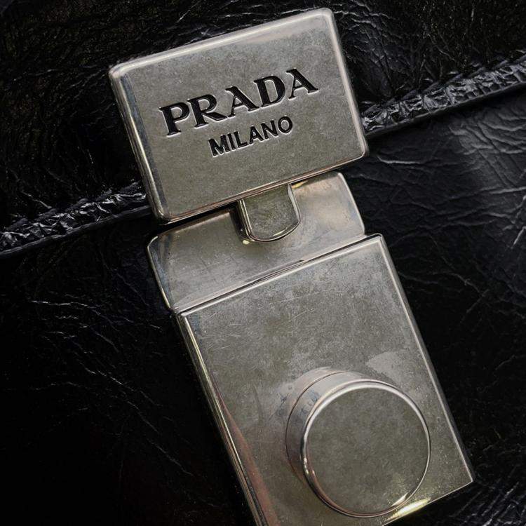 Pre Owned Prada Medium Leather Handbag 1Bn026 Prada 2-Way Shoulder Bag In Black