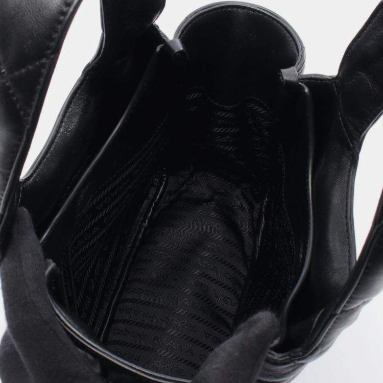 Pre Owned Prada Small Nappa Leather Handbag Black