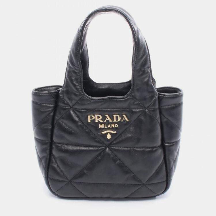 Pre Owned Prada Small Nappa Leather Handbag Black