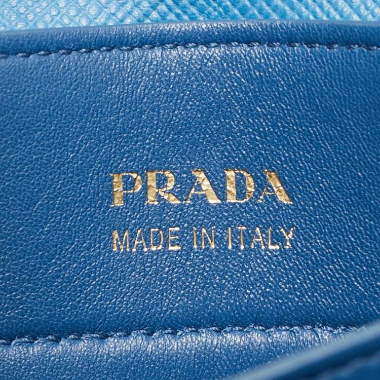 مملوكة مسبقًا Prada Blue/Beige Canapa Canvas and Saffiano Lux Leather Tote
