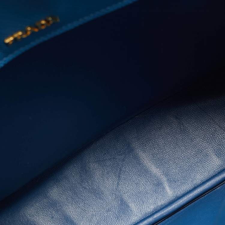 مملوكة مسبقًا Prada Blue/Beige Canapa Canvas and Saffiano Lux Leather Tote