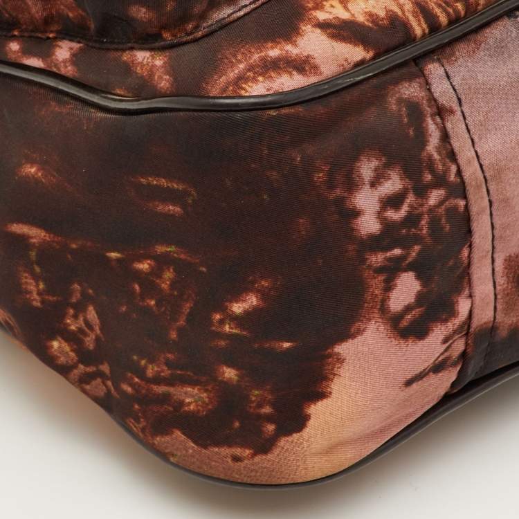 Pre Owned Prada Brown Nylon and Patent Leather New York Street Templi Flap Crossbody Bag