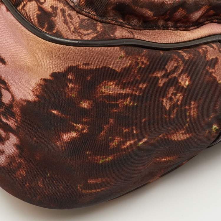 Pre Owned Prada Brown Nylon and Patent Leather New York Street Templi Flap Crossbody Bag