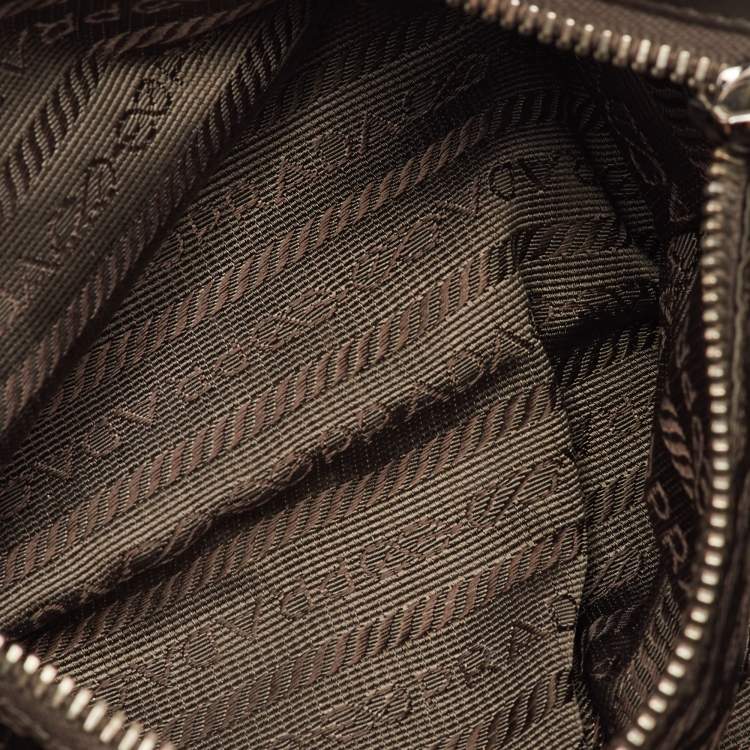 Pre Owned Prada Brown Nylon and Patent Leather New York Street Templi Flap Crossbody Bag