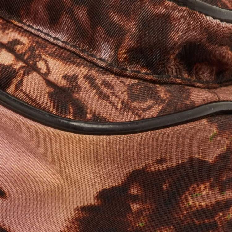 Pre Owned Prada Brown Nylon and Patent Leather New York Street Templi Flap Crossbody Bag