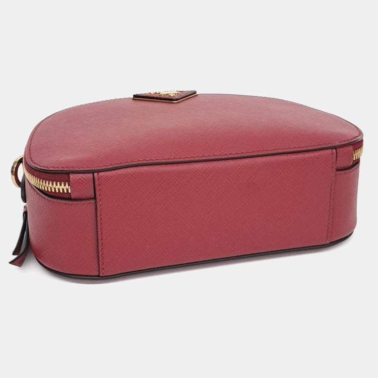 Pre Owned Prada Red Leather Saffiano Odette Bag