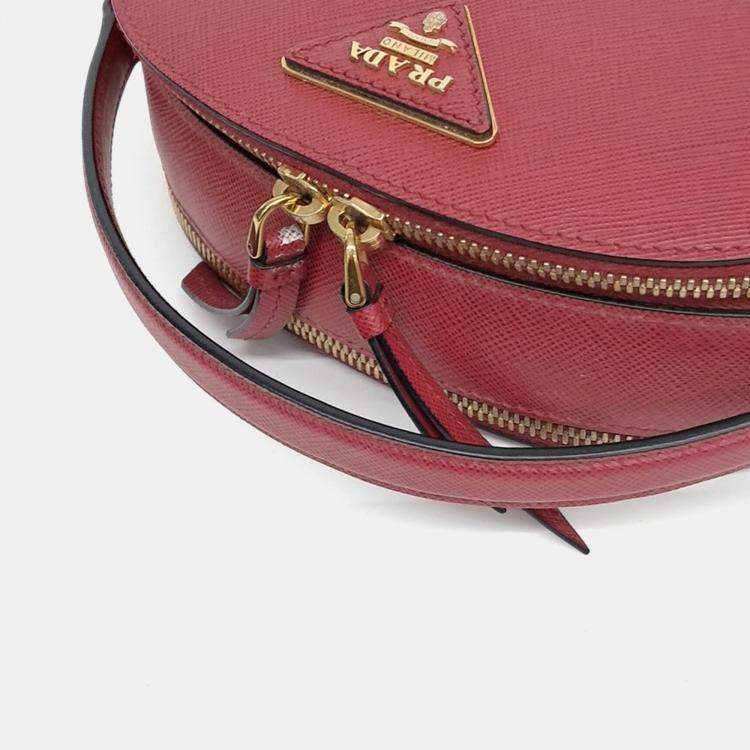 Pre Owned Prada Red Leather Saffiano Odette Bag
